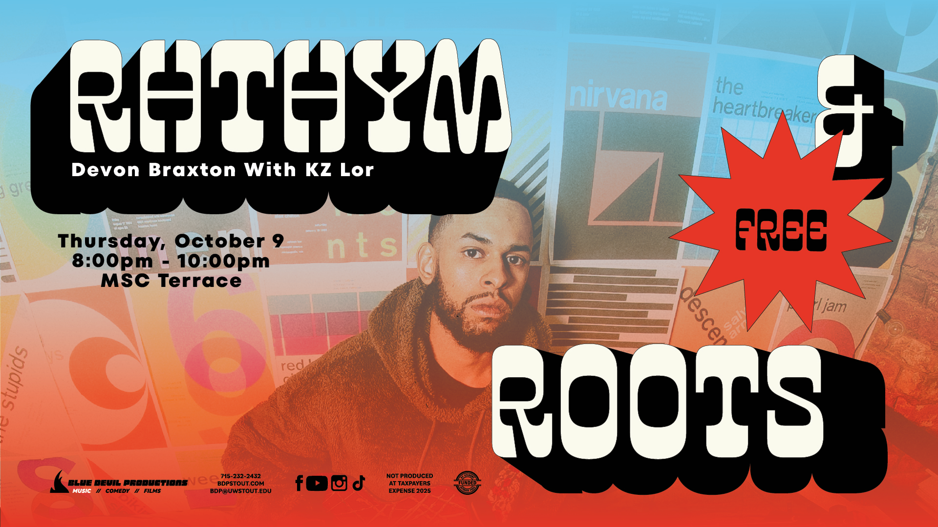 Digital Signage Poster displaying Rythm and Roots.