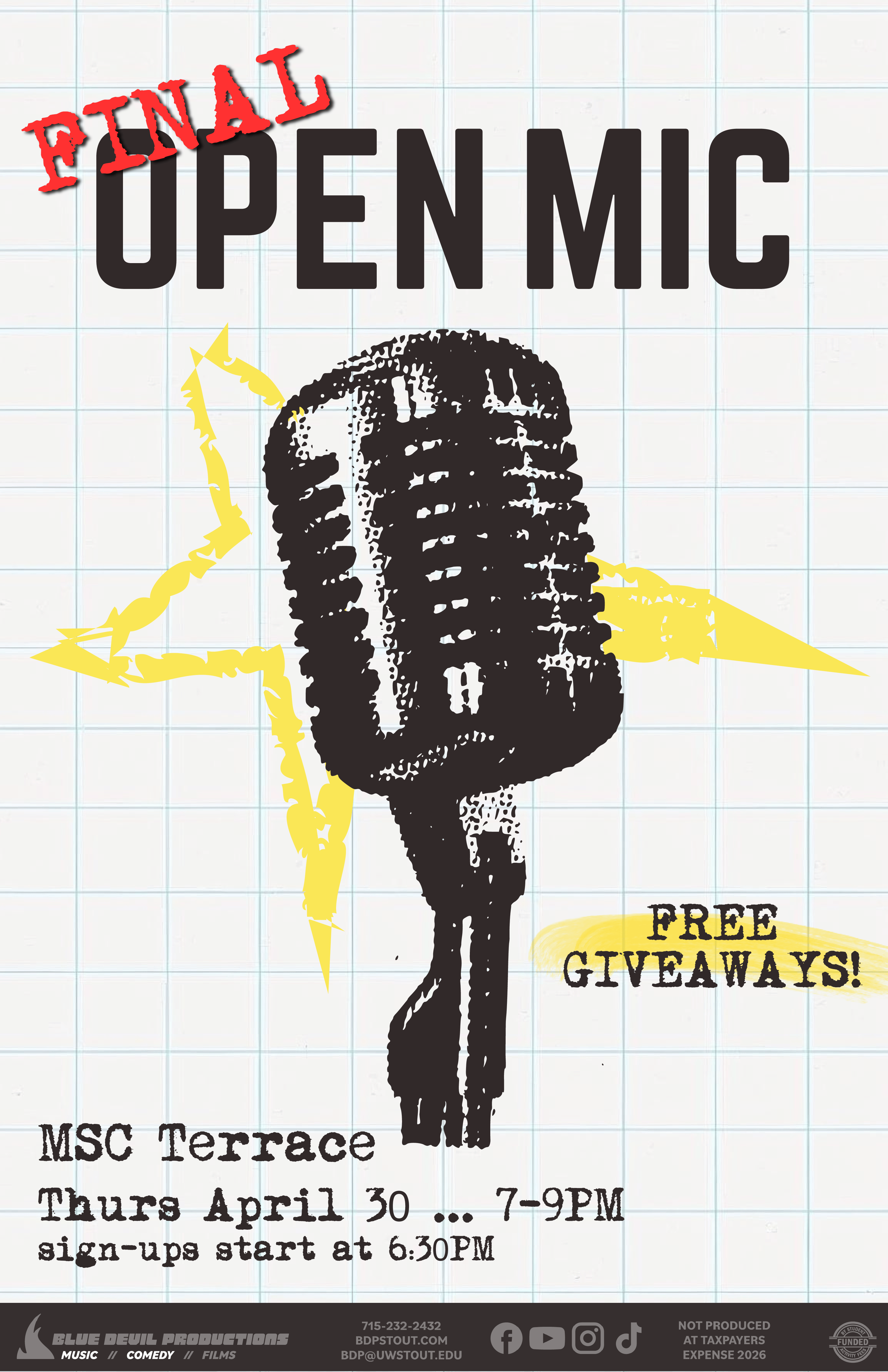 Poster for BDP OPEN MIC NIGHT 4/30
